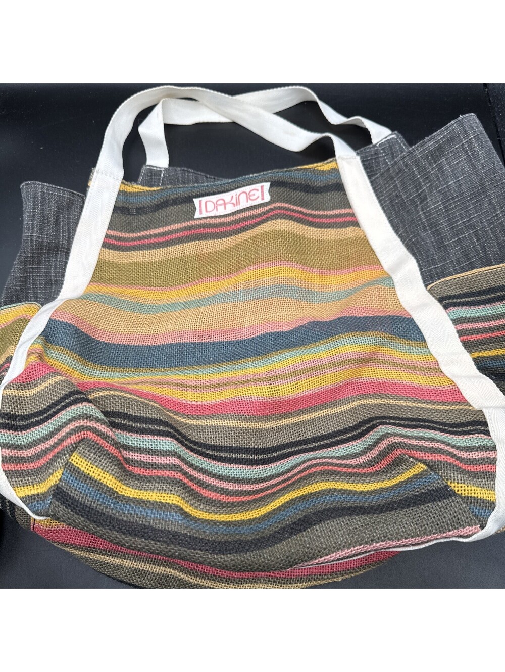 Dakine Multicolor Knit Tote Bag Burlap With Water Bottle Side Holder Beach